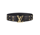 LV INITIALES CLOUS CALF LEATHER BELT M6889V