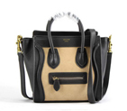 Celine Luggage Bags Mini in Suede Black Apricot 98168