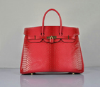 Hermes Birkin 35CM Red Snake Leather Tote Bag Gold H6089