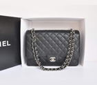 Chanel A47600 Black Original Caviar Leather Jumbo Flap Bag Silver A47600