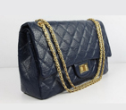 Chanel Flap Bag Quilted Navy-Blue Leather with Gold Chain 48102 48102
