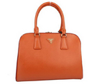 Prada Saffiano Leather Tote Bag 21267 Orange&White 21267