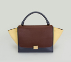 Celine Trapeze Bags Calfskin&Suede Brown&Blue&Apircot C88037