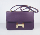 Hermes Constance Togo Leather Single Bag Purple Gold Hardware H020 H020