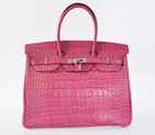Hermes Birkin 35CM Peach Crocodile stripes leather(Silver) H35PCSS