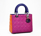 Two-tone lilac and Three mixed colors leather 'Lady Dior' bag M0550PBAN