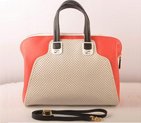 Fendi Chameleon Punch Saffiiano Leather Top Zip Tote Bag 2537 White-Red 2537
