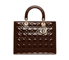 Large Lady Dior bag in brown patent leather VRB44560 M745