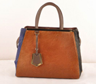 Fendi '2Jours' Horsehair Calfskin Leather mixed color shoulder and tote bag F2552M