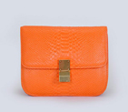 Hot Sell Celine Classic Box Small Flap Bag Snake Leather Orange 80077