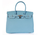 Hermes Birkin 35CM Palm stripes leather in light blue with Silver hardware H35PLBS