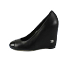 Chanel Black Leather Wedge Pump 009