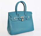 Hermes Birkin 25CM clemence leather in Medium Blue with Silver hardware H25LSMBS