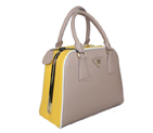 Prada Saffiano Leather Small Tote Bag BL0809 Grey&Yellow BL0809