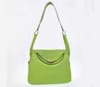 Hermes Lindy 30CM Havanne Handbags 1057 Light Green Leather Golden Hardware H1057