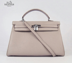 Hermes Kelly 35cm Togo Leather Bag Grey 6308 Silver Hardware 6308