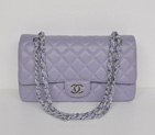 Chanel Flap Bag Silver Chain Rice 1113 light purple 1113