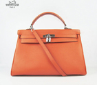 Hermes Kelly 35cm Togo Leather Bag Orange 6308 Silver Hardware 6308