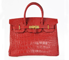 Hermes Birkin 30CM Crocodile stripes leather in Flame with Gold hardware H30CSFG