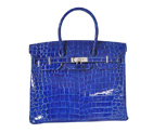 Hermes Birkin 35CM high light Crocodile leather in Blue with Silver hardware H35HLCBS