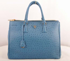 Prada Maxi Ostrich Leather Tote Bag Blue 16625L