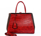 Fendi Fall Winter 2012 2Jours Red Original Croco Leather Tote Bag F2552M