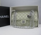 Chanel lambskin leather Beige Flap bag with Silver chain A1122BS
