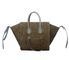 Celine Luggage Phantom Original Suede Leather Bags Khaki 3341