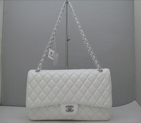 Chanel White color Flap Bag with Silver chain A1111WS