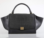 Celine Trapeze Bags in Croco Black 88037