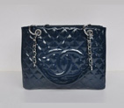 Chanel A50995 RoyalBlue Patent Leather Shoulder Bag Silver A50995