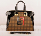 Fendi Chameleon Bag Patent Leather with Fabric F2537 Black F2537
