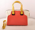 Fendi Chameleon Punch Saffiiano Leather Top Zip Tote Bag 2545 Red-White 2545