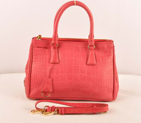 Prada Small Croco Leather Tote Bag Peach 16625S