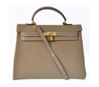 Hermes kelly 35CM clemence leather in Dark Grey with Gold hardware K35CDGG