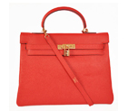 Hermes kelly 35CM clemence leather in Flame with Gold hardware K35CFG