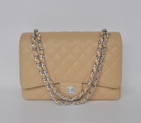 2013 Chanel Maxi Classic Flap handbags 58601 silver chain apricot A58601