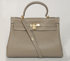 Hermes Kelly 32CM clemence leather in Dark Grey with Gold hardware K32LSDGG