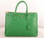 Prada Maxi Ostrich Leather Tote Bag Green 16625L