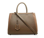 Fendi 2Jours Original Leather Tote Bag F2552M Khaki F2552M