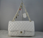 Chanel White Patent leather Flap Bag with Gold chain A116WG