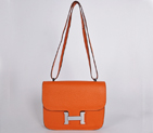 Hermes Constance Bag clemence leather in Orange with Silver hardware 8888OS