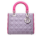 Two-tone lilac and sorbet pink leather 'Lady Dior' bag M0550PBAN M204