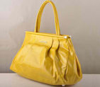 Miu Miu Tote Handbags Oil Wax Leather 8001 Yellow 8001