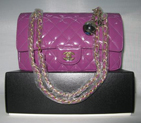 Chanel Patent leather Purple Flap bag with Gold chain A1122PG
