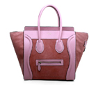 Celine Luggage Mini Boston Bags Original Suede&Calf Leather Pink 3308