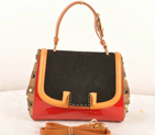 Fendi Silvana Suede&Patent Leather Flap Bag F2548 Black&Red F2548