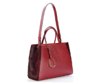 Fendi 2Jours Saffiiano Leather Horsehair Tote Bag F001 Bordeaux F001