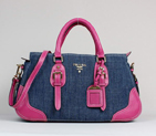 Fashion Prada Denim with Saffiano Tote Bags BN1786 Peach BN1786