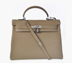 Hermes kelly 35CM clemence leather in Dark Grey with Silver hardware K35CDGS